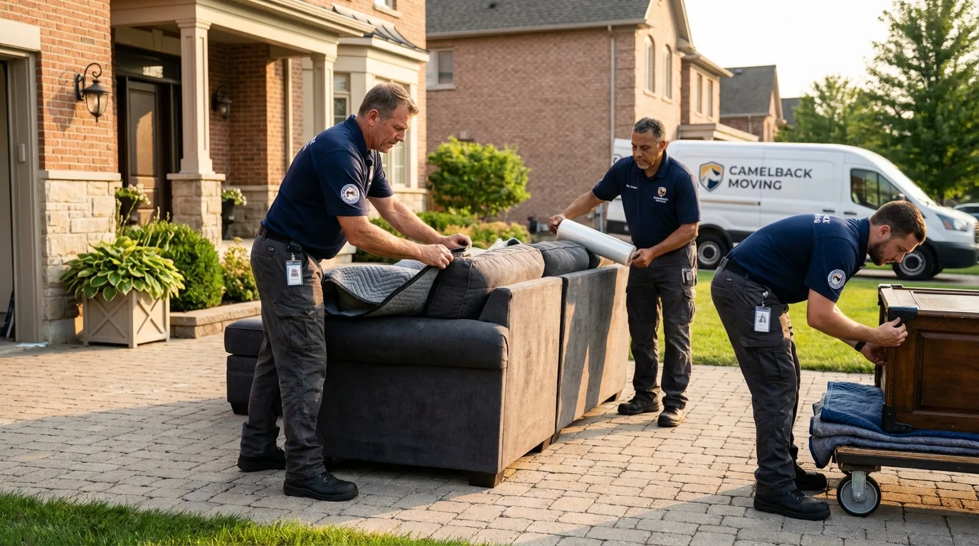Large estate moving crew wrapping furniture in Morristown, IN